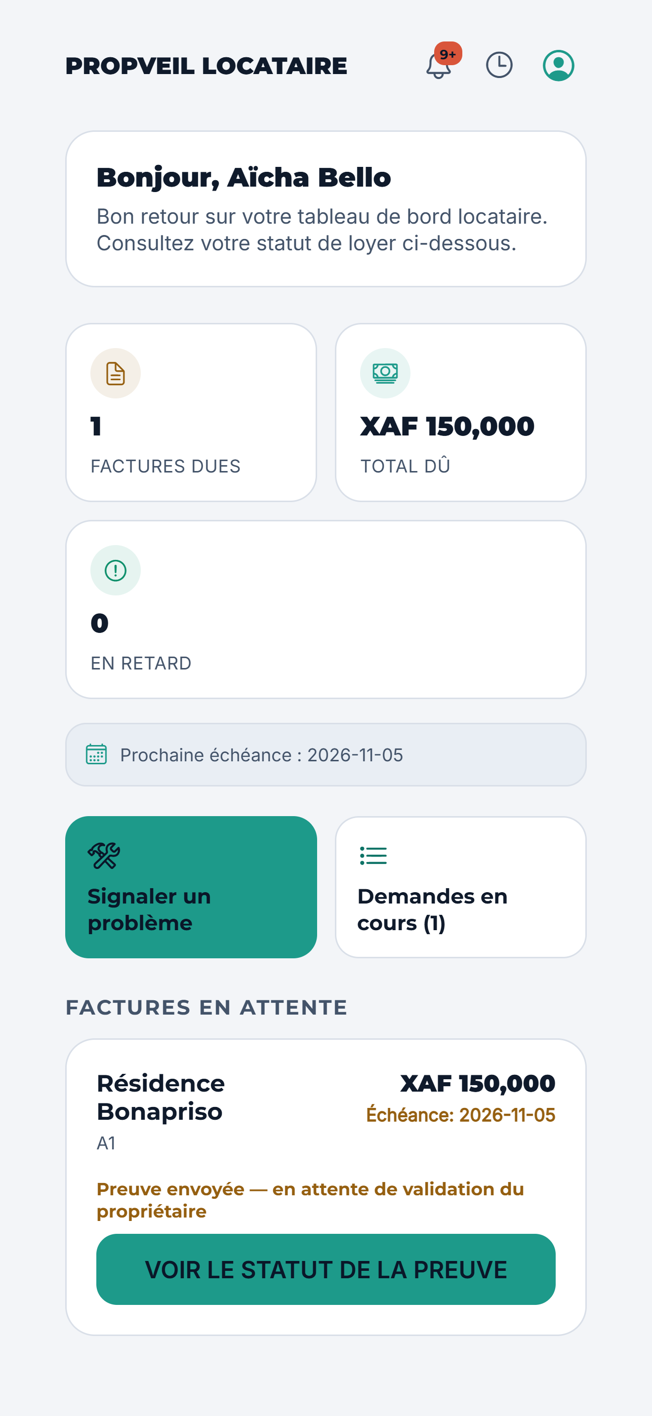 Espace locataire PropVeil