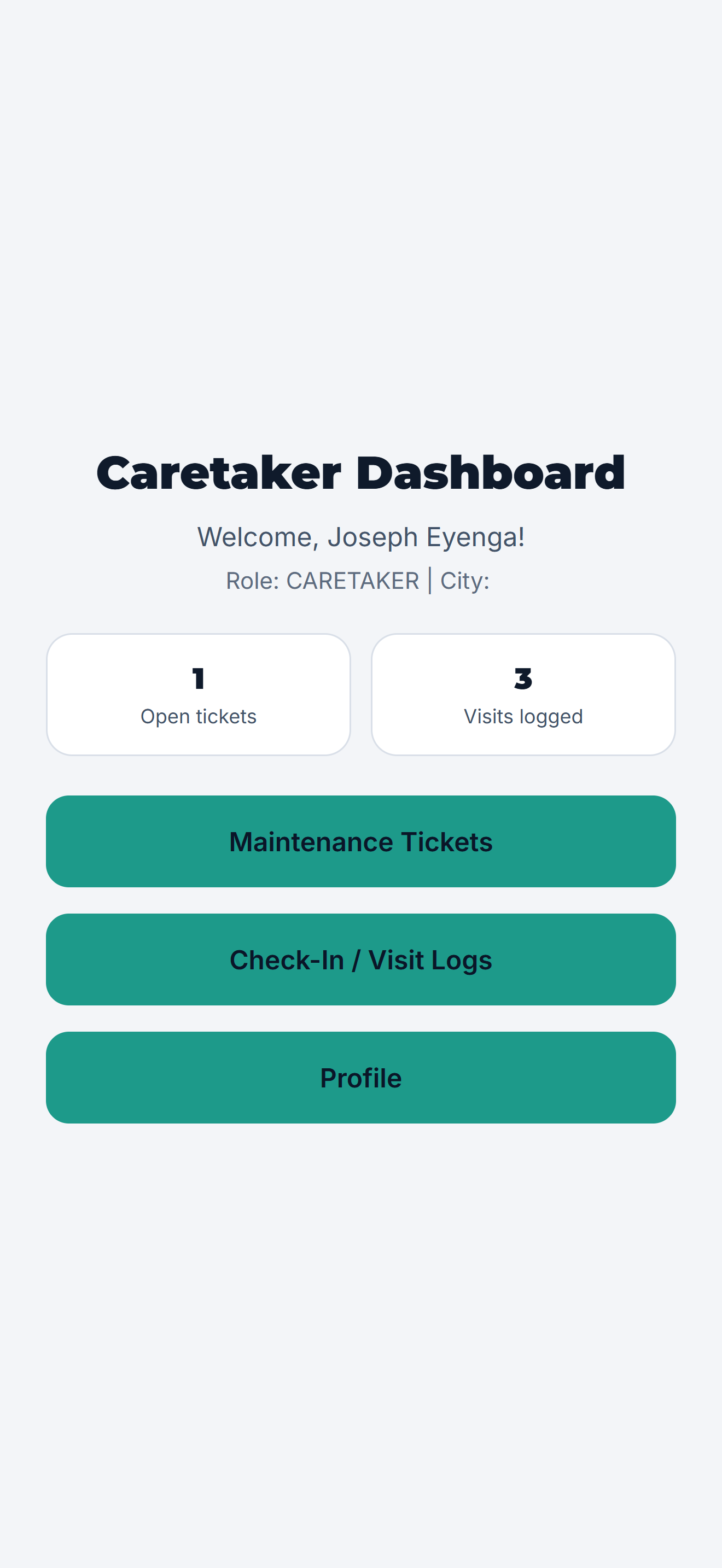 Caretaker: Logs visits on site