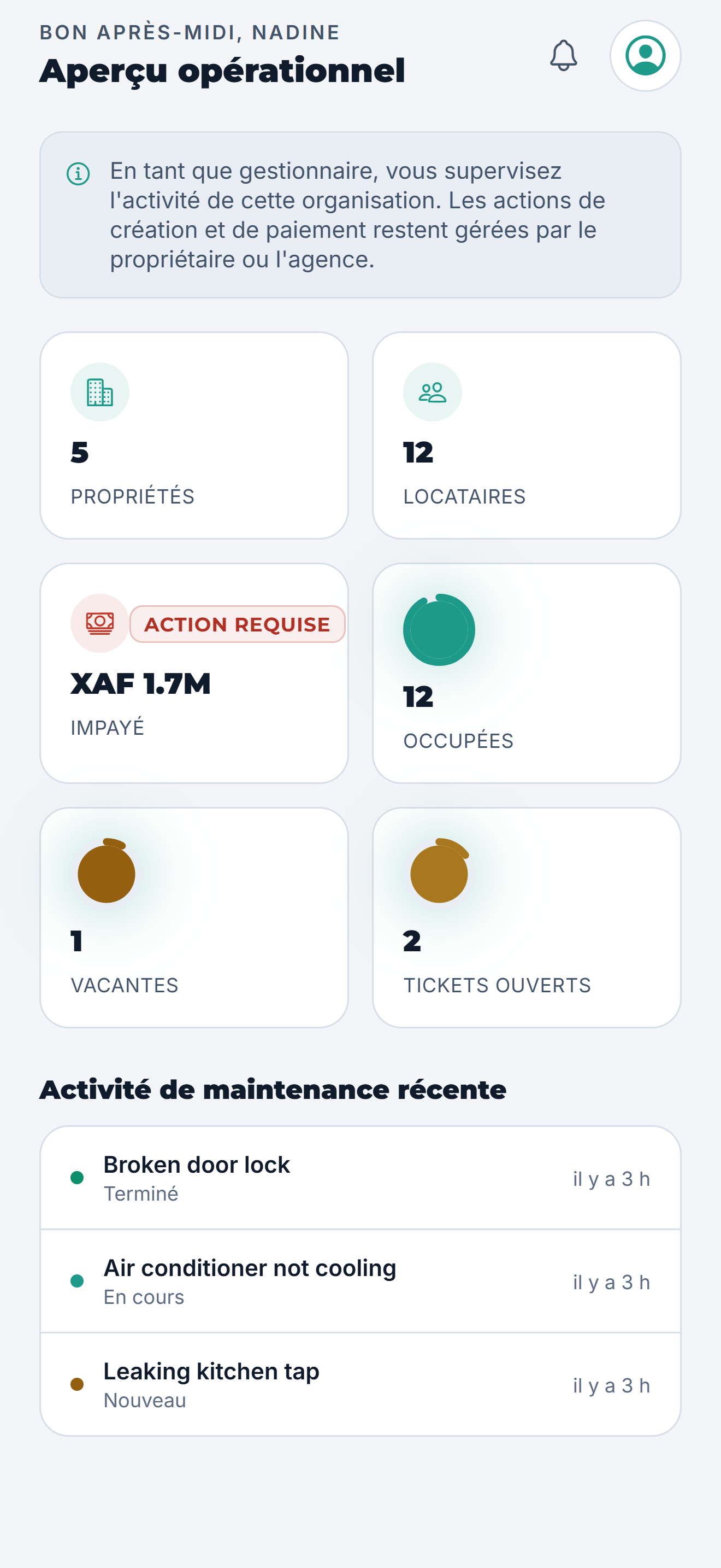 Gestionnaire: Supervise les opérations