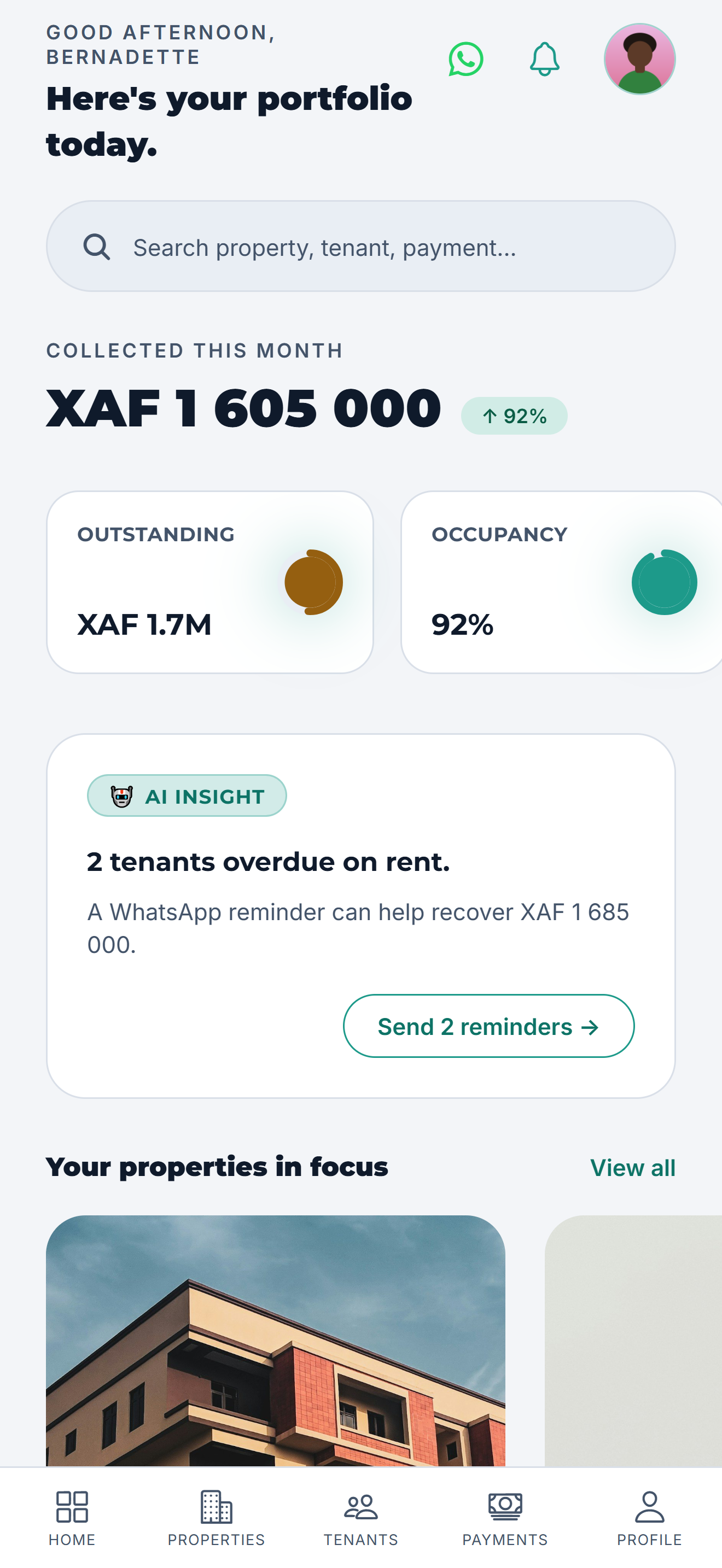 PropVeil landlord dashboard