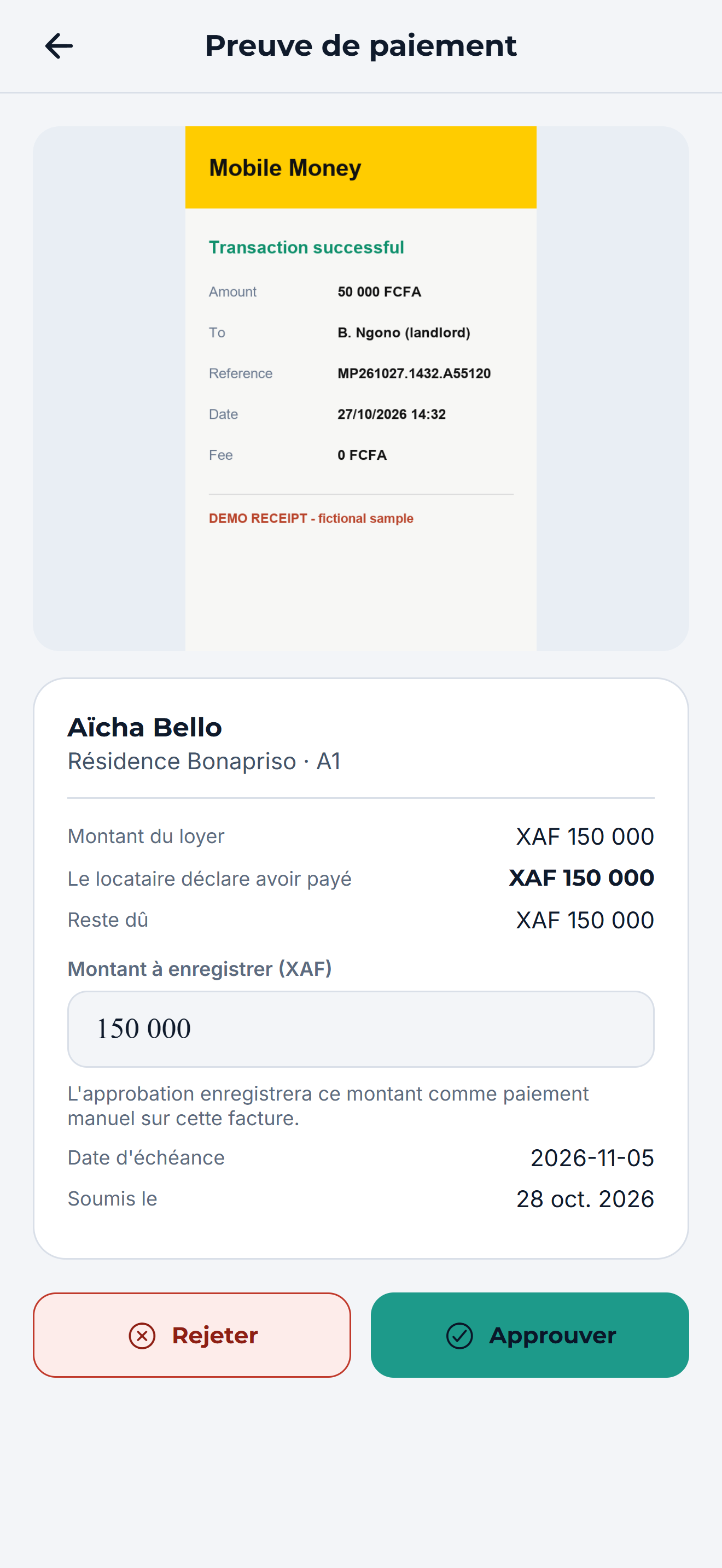 Validez le montant payé