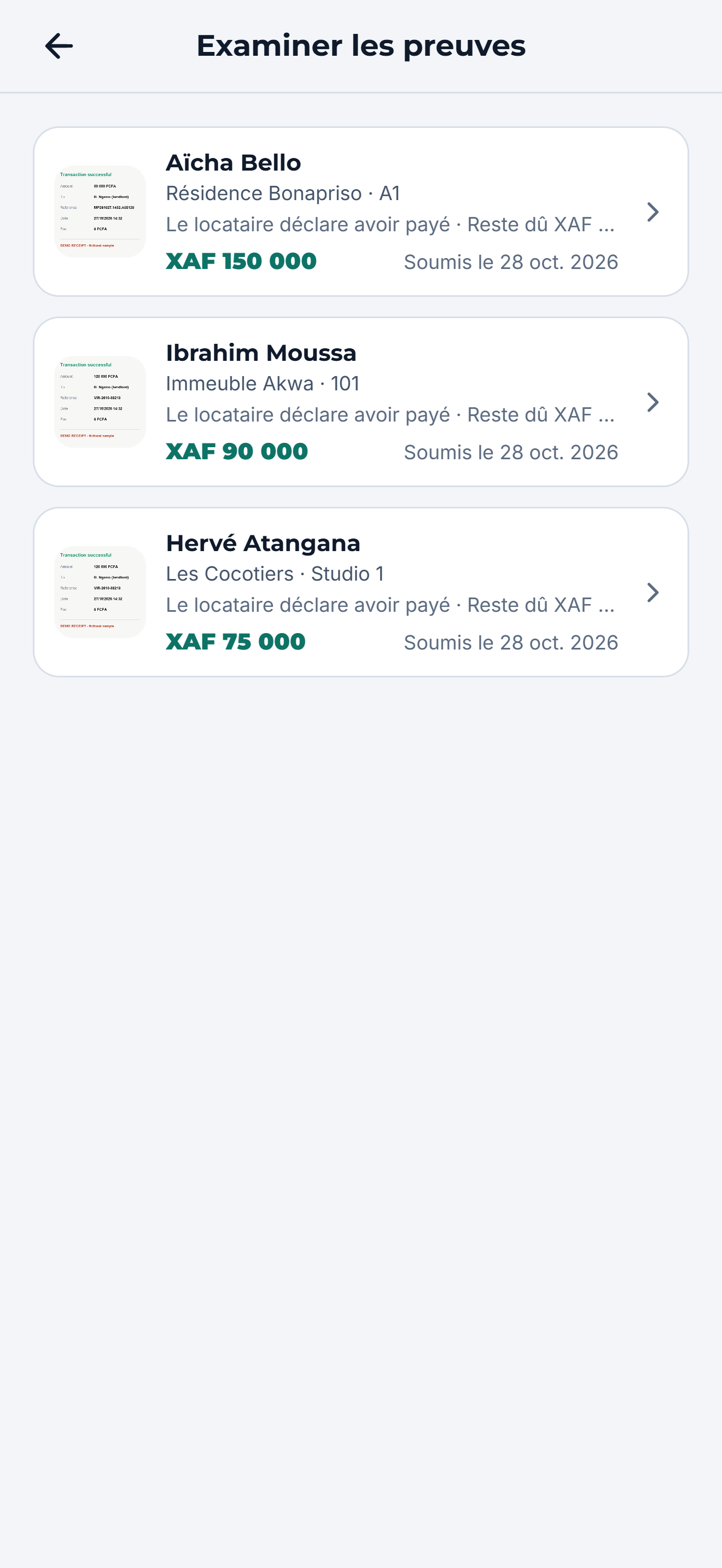 File de vérification des preuves de paiement