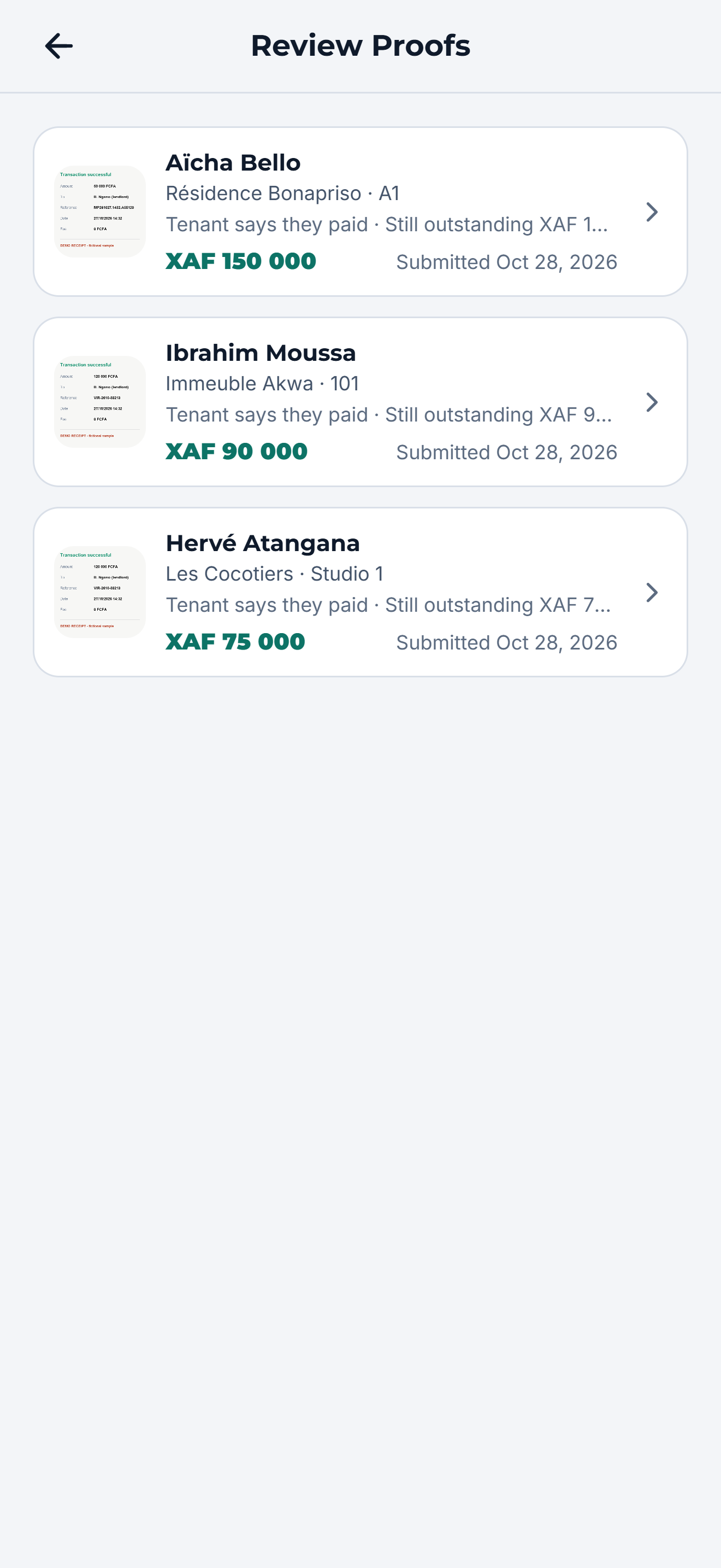 Payment proof review queue