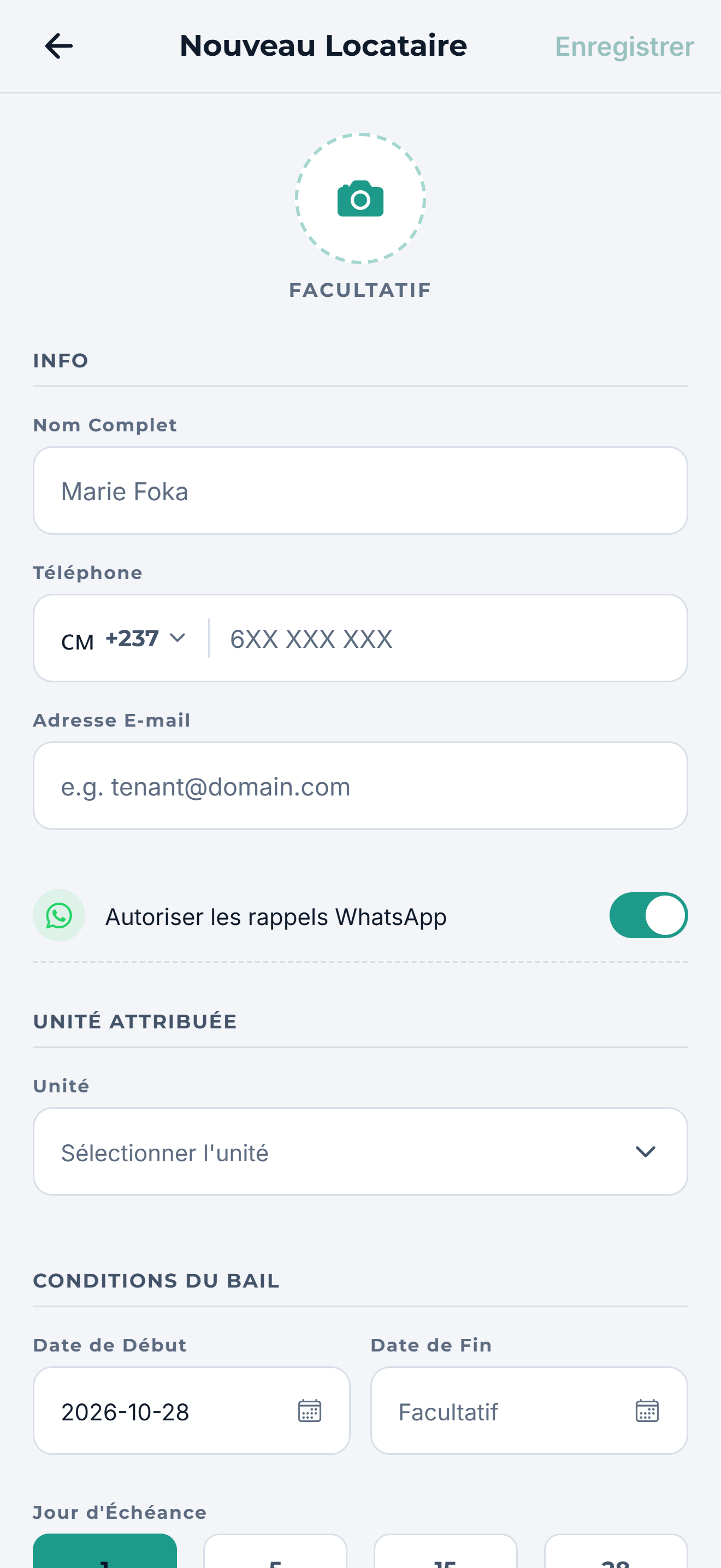Ajoutez un locataire